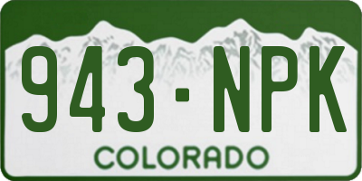 CO license plate 943NPK