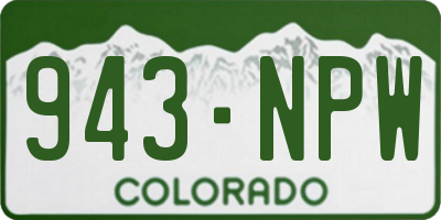 CO license plate 943NPW