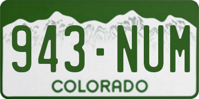 CO license plate 943NUM