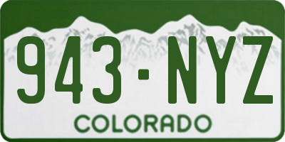 CO license plate 943NYZ