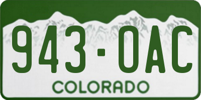 CO license plate 943OAC