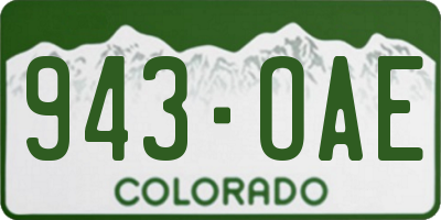 CO license plate 943OAE
