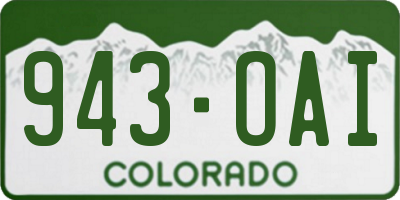 CO license plate 943OAI