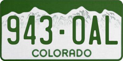 CO license plate 943OAL