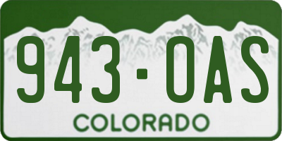 CO license plate 943OAS