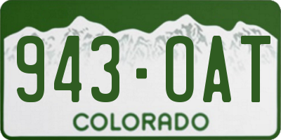CO license plate 943OAT