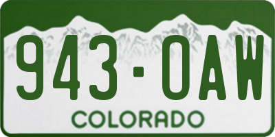 CO license plate 943OAW
