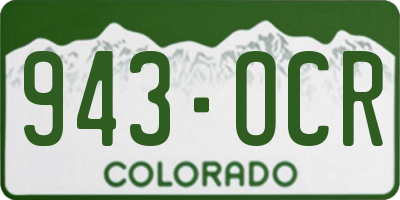CO license plate 943OCR