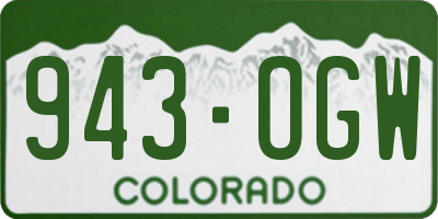 CO license plate 943OGW