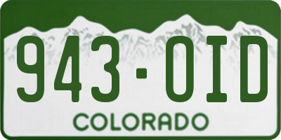 CO license plate 943OID