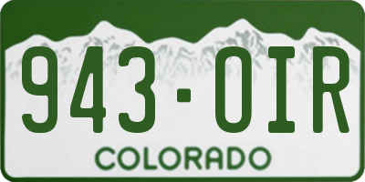 CO license plate 943OIR