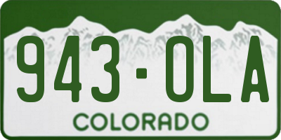 CO license plate 943OLA