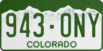 CO license plate 943ONY