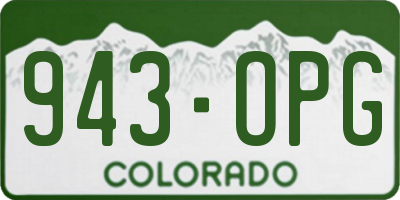 CO license plate 943OPG
