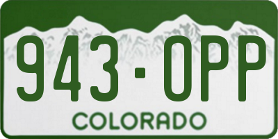 CO license plate 943OPP