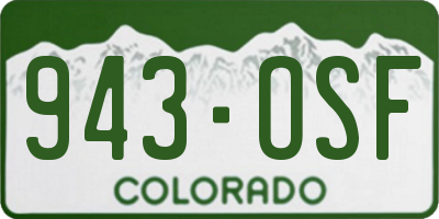 CO license plate 943OSF