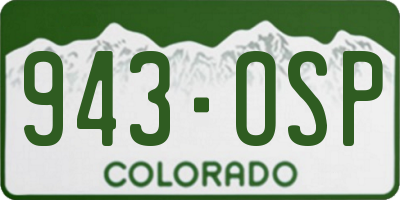 CO license plate 943OSP