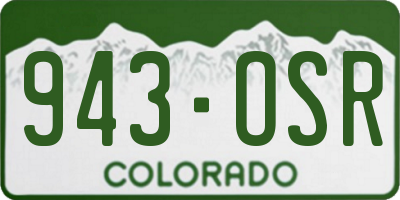 CO license plate 943OSR