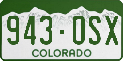 CO license plate 943OSX