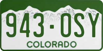 CO license plate 943OSY