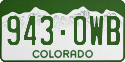 CO license plate 943OWB