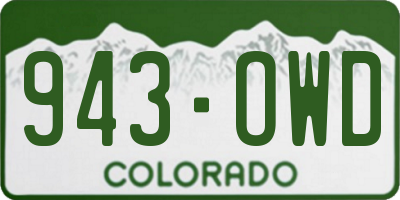 CO license plate 943OWD