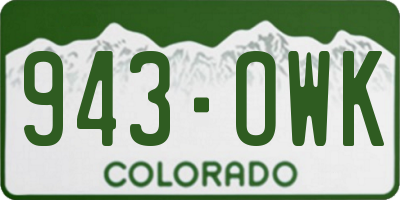 CO license plate 943OWK