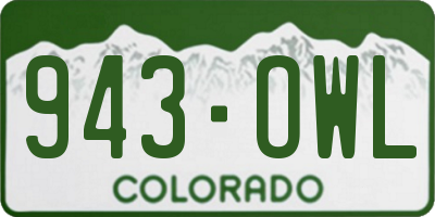 CO license plate 943OWL