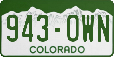 CO license plate 943OWN