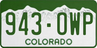 CO license plate 943OWP