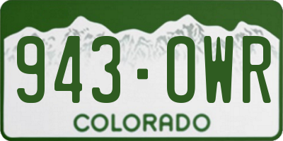 CO license plate 943OWR