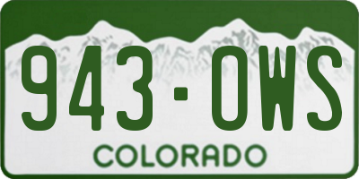 CO license plate 943OWS