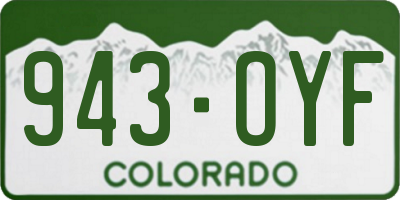 CO license plate 943OYF