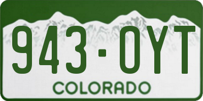 CO license plate 943OYT