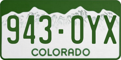 CO license plate 943OYX
