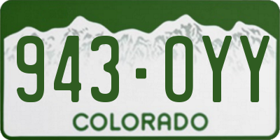 CO license plate 943OYY