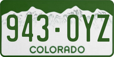 CO license plate 943OYZ