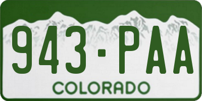 CO license plate 943PAA