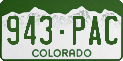 CO license plate 943PAC