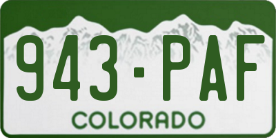 CO license plate 943PAF