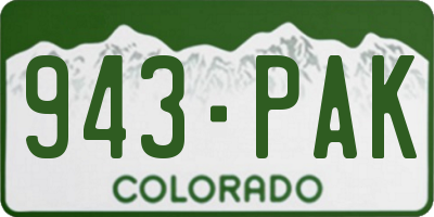CO license plate 943PAK