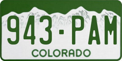 CO license plate 943PAM