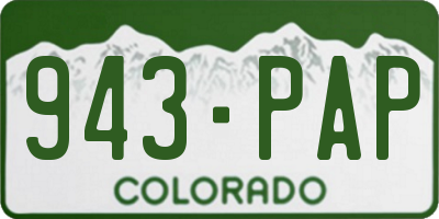 CO license plate 943PAP