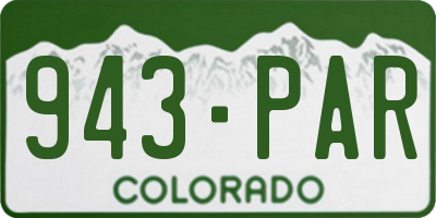 CO license plate 943PAR