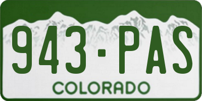 CO license plate 943PAS