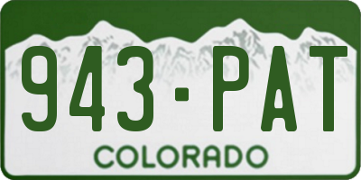 CO license plate 943PAT