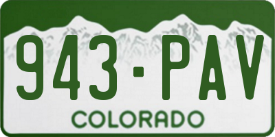 CO license plate 943PAV
