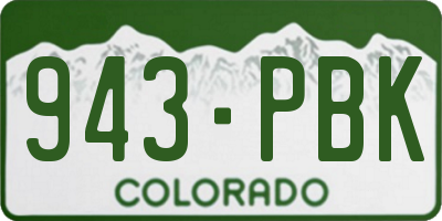 CO license plate 943PBK