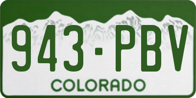CO license plate 943PBV