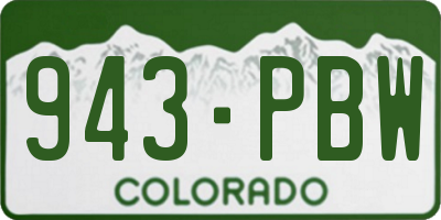 CO license plate 943PBW